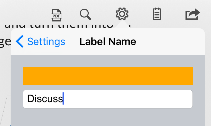 Settings Label Name