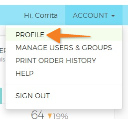 Account menu, Profile option
