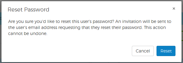 Reset Password Pop-up